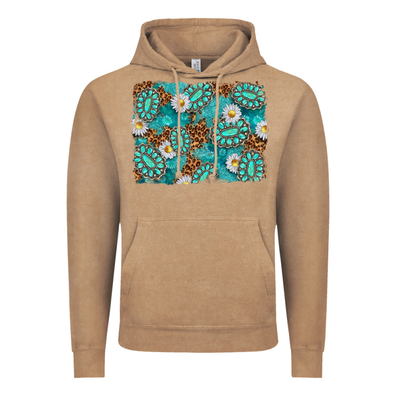 Leopard And Turquoise Gemstone Background Vintage Hoodie by texasbilliewilder | Teevron
