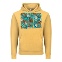 Vintage Mustard Leopard and Turquoise Gemstone Background Vintage Hoodie - texasbilliewilder