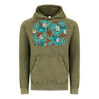 Vintage Olive Leopard and Turquoise Gemstone Background Vintage Hoodie - texasbilliewilder