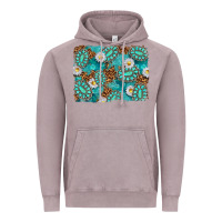 Vintage Zinc Leopard and Turquoise Gemstone Background Vintage Hoodie - texasbilliewilder
