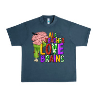 Midnight Navy All Teacher Love Brains Urban Heavy Tee - texasbilliewilder