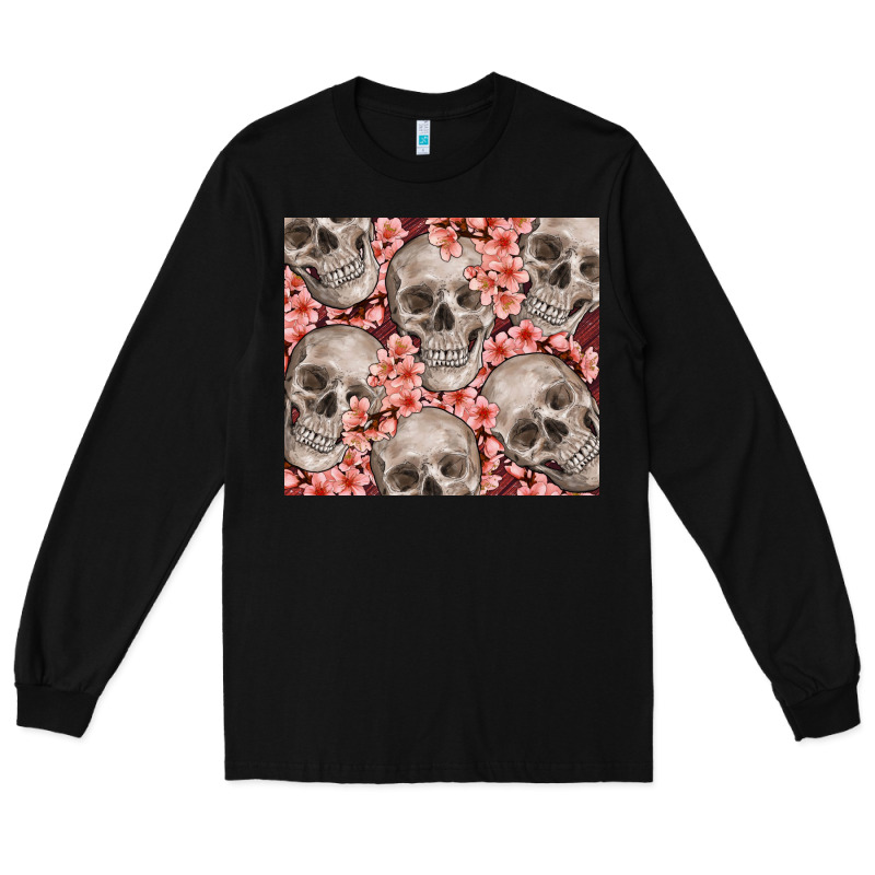 Skulls And Flowers Long Sleeve Tee by TumblerDesignByShophia | Teevron