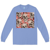 Colony Blue skulls and flowers Long Sleeve Tee - TumblerDesignByShophia