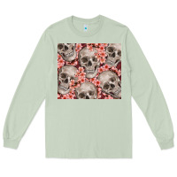 Matcha skulls and flowers Long Sleeve Tee - TumblerDesignByShophia
