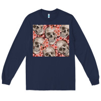 Navy skulls and flowers Long Sleeve Tee - TumblerDesignByShophia