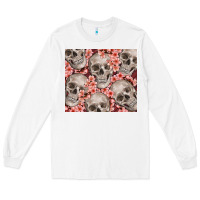 White skulls and flowers Long Sleeve Tee - TumblerDesignByShophia