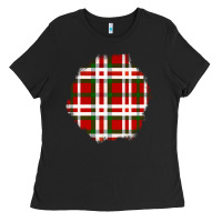 Black Christmas Tartan Patch Ladies Tee - BundleAndBundleShop