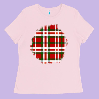 Christmas Tartan Patch Ladies Tee Designed By Bundleandbundleshop