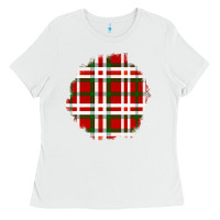 White Christmas Tartan Patch Ladies Tee - BundleAndBundleShop