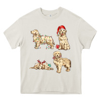 Cream christmas dogs Heavy Core Tee - MaliasSmallBusiness