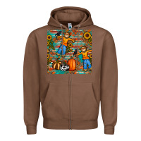 Chestnut fall scarecrow seamless pattern Zipper Hoodie - BundleAndBundleShop