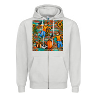 Dove Grey fall scarecrow seamless pattern Zipper Hoodie - BundleAndBundleShop