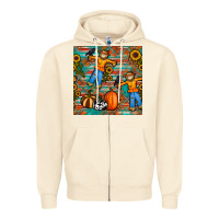 Sandshell fall scarecrow seamless pattern Zipper Hoodie - BundleAndBundleShop