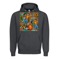 Smoke fall scarecrow seamless pattern Zipper Hoodie - BundleAndBundleShop