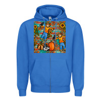 True Royal fall scarecrow seamless pattern Zipper Hoodie - BundleAndBundleShop