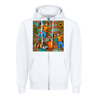 White fall scarecrow seamless pattern Zipper Hoodie - BundleAndBundleShop