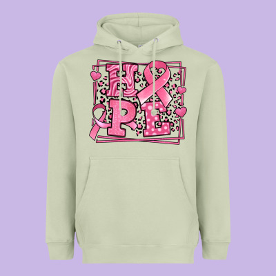 Hope Breast Cancer Awareness Ribbon Heavyweight Hoodie Designed By Lillyallendesigns