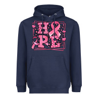 Navy hope breast cancer awareness ribbon Heavyweight Hoodie - LillyAllenDesigns