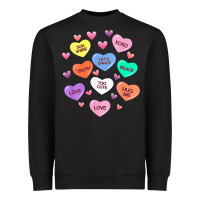 Black womens valentine candy heart valentines day vneck Heavyweight Sweatshirt - tuanDangUi