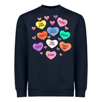 Navy womens valentine candy heart valentines day vneck Heavyweight Sweatshirt - tuanDangUi