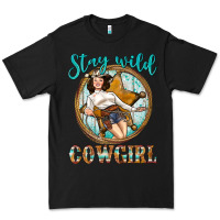 Black Western Stay Wild Cowgirl Premium Tee - BundleAndBundleShop