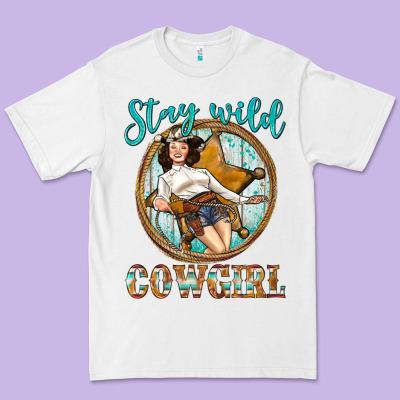 Western Stay Wild Cowgirl Premium Tee Designed By Bundleandbundleshop
