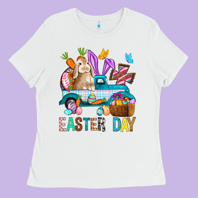 Easter Day With Truck Ladies Tee Designed By Bundleandbundleshop