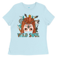 Baby Blue Western İndian Wild Soul With Braid Hair Woman Ladies Tee - BundleAndBundleShop