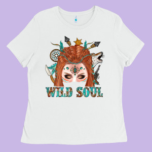 Western İndian Wild Soul With Braid Hair Woman Ladies Tee Designed By Bundleandbundleshop