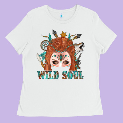 Western İndian Wild Soul With Braid Hair Woman Ladies Tee Designed By Bundleandbundleshop