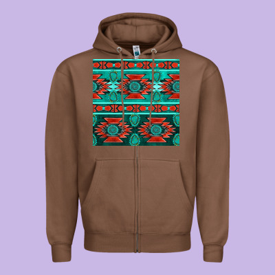 Native American Aztec Seamless Pattern 4 Zipper Hoodie Designed By Bundleandbundleshop