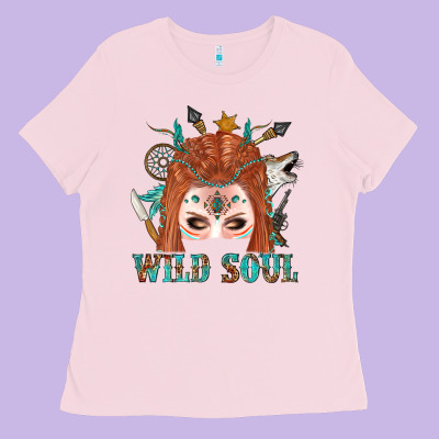 Western İndian Wild Soul With Braid Hair Woman Ladies Tee Designed By Bundleandbundleshop