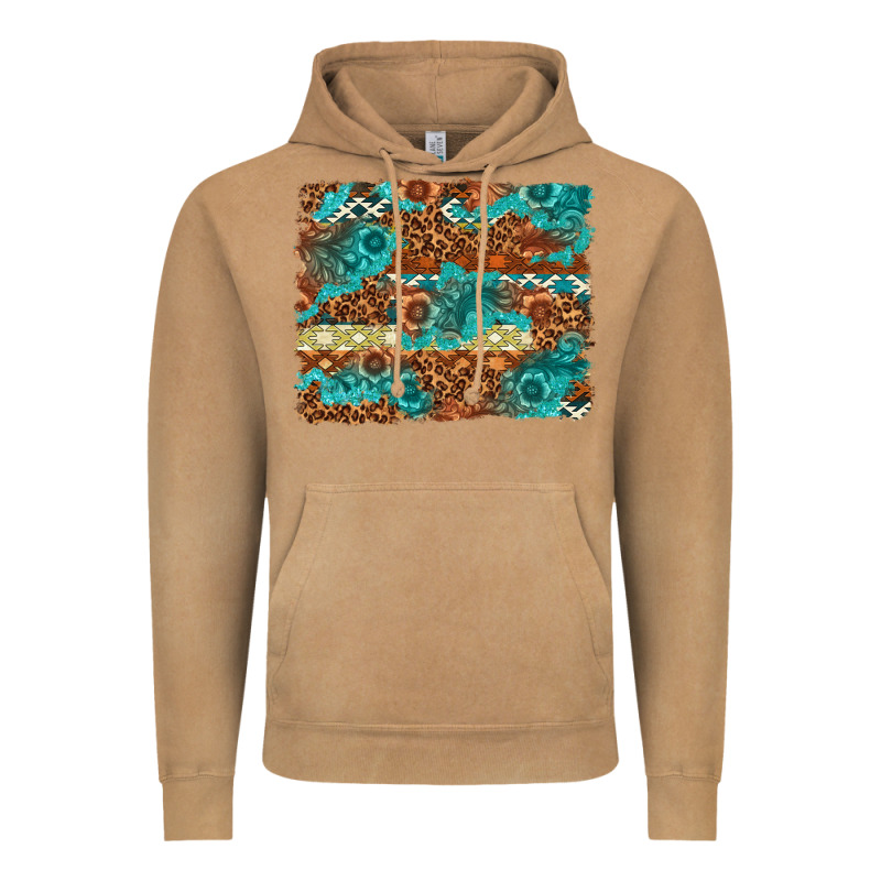 Leopard And Aztec Background Western Vintage Hoodie by texasbilliewilder | Teevron