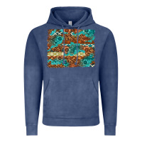 Vintage Denim Leopard and Aztec Background Western Vintage Hoodie - texasbilliewilder