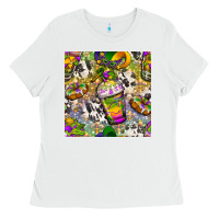 White Mardi Gras coffee cups and donut with cowhide Ladies Tee - BundleAndBundleShop