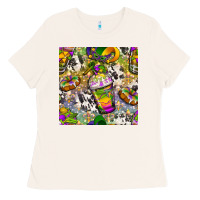 Bone Mardi Gras coffee cups and donut with cowhide Ladies Tee - BundleAndBundleShop