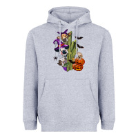 Heather Grey halloween cows Heavyweight Hoodie - LillyAllenDesigns