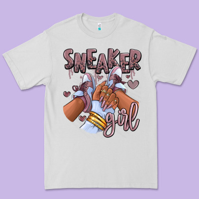 Sky J Mauve Sneaker Girl Afro Woman Premium Tee Designed By Ranaportraitstore