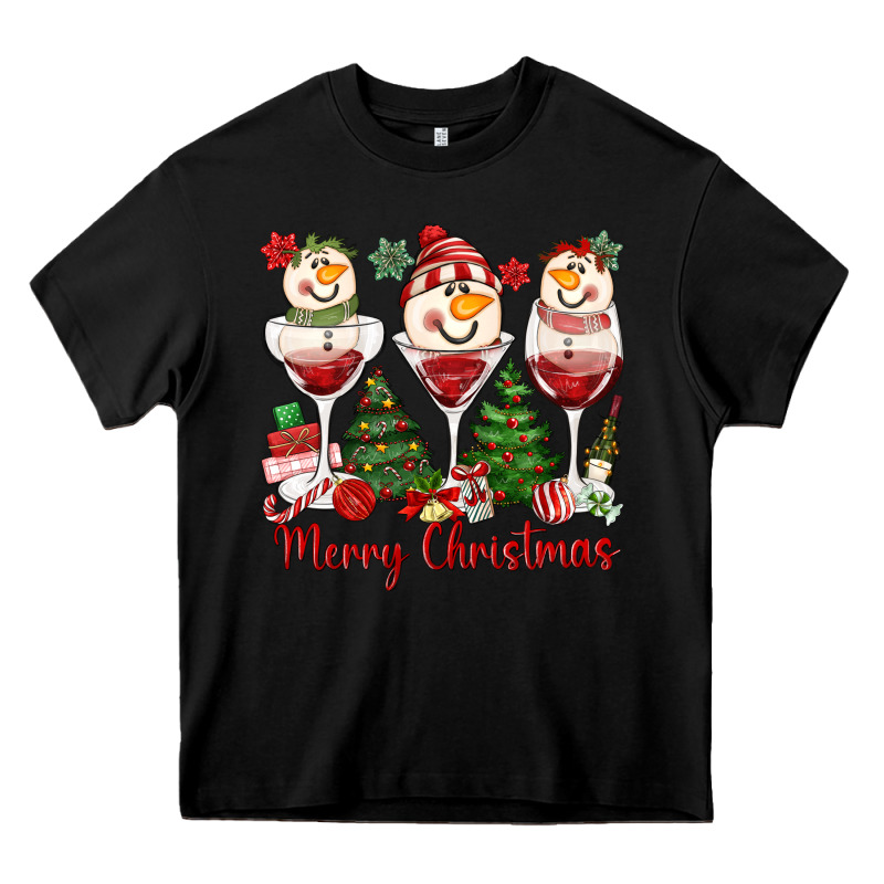Merry Christmas Wine And Cocktails Heavy Core Tee by MaliasSmallBusiness | Teevron