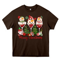 Chocolate Brown merry christmas wine and cocktails Heavy Core Tee - MaliasSmallBusiness