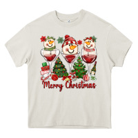 Cream merry christmas wine and cocktails Heavy Core Tee - MaliasSmallBusiness