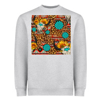 Heather Grey western aztec bull skull seamless pattern Heavyweight Sweatshirt - FaDigitalArtStudio