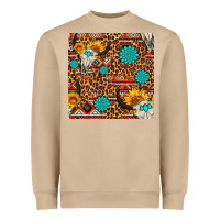 Mushroom western aztec bull skull seamless pattern Heavyweight Sweatshirt - FaDigitalArtStudio