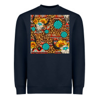 Navy western aztec bull skull seamless pattern Heavyweight Sweatshirt - FaDigitalArtStudio