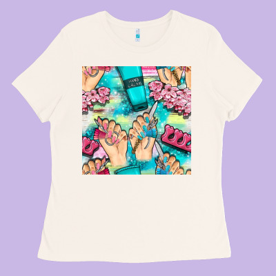 Hand Cream And Nail Tools With Serape And Glitter Seamless Pattern Bbs Ladies Tee Designed By Bundleandbundleshop
