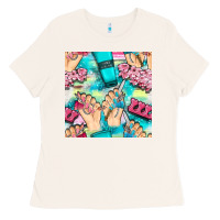 Bone hand cream and nail tools with serape and glitter seamless pattern bbs Ladies Tee - BundleAndBundleShop