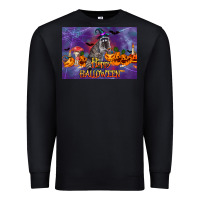 Black Happy Halloween Raccoon Premium Sweatshirt - LillyAllenDesigns