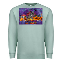 Seafoam Happy Halloween Raccoon Premium Sweatshirt - LillyAllenDesigns
