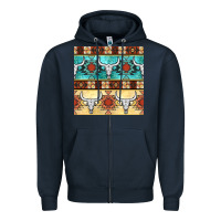 Navy native american aztec seamless pattern 3 Zipper Hoodie - BundleAndBundleShop