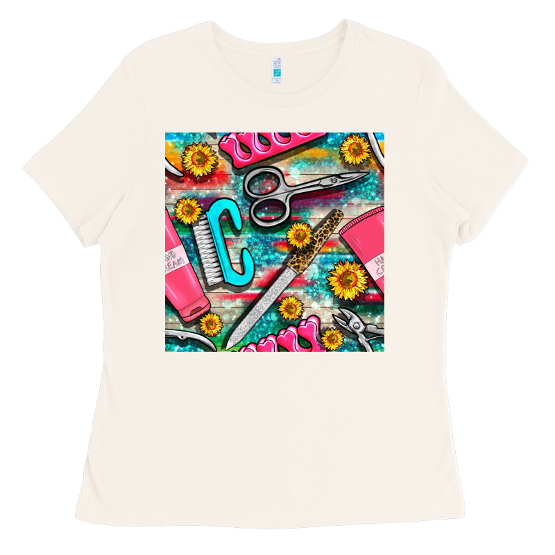 Nail Art Tools And Hand Cream With Serape And Turquoise Glitter Seamle Ladies Tee by BundleAndBundleShop | Teevron
